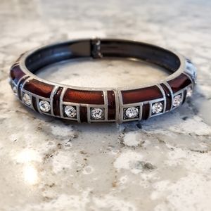 Rhinestone and Enamel Bangle Bracelet